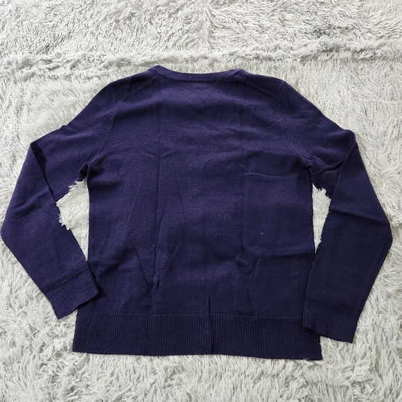 Lord & Taylor Navy Blue Merino Wool Cardigan - Picture 2 of 3